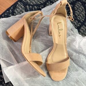 NEW Lulus Arylee Light Nude Suede Ankle Strap Heels